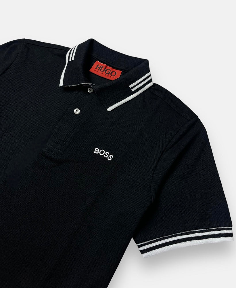 HGO BOS Imported Tipped-Collar Polo Shirt H2 (Black)