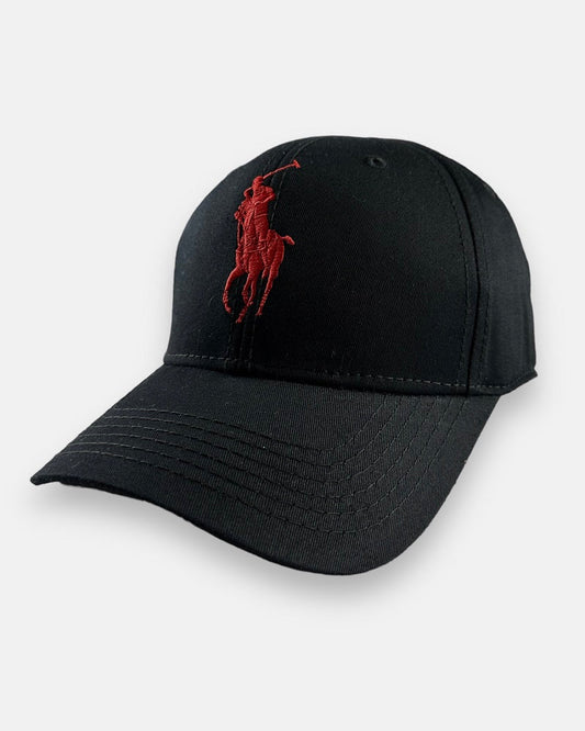 RL Imported Big Pony Cap-(Black&Red)