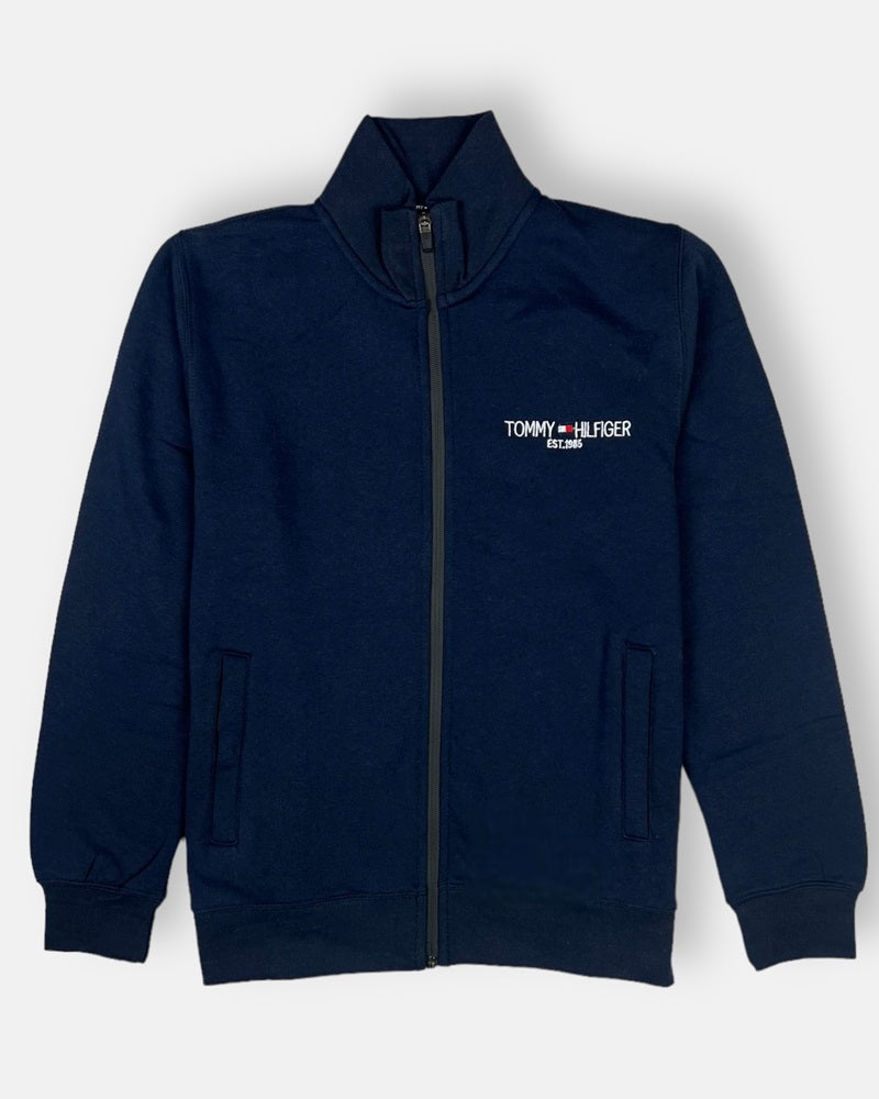 Tommy Premium Cotton Fleece Zipper Jacket (Navy Blue)