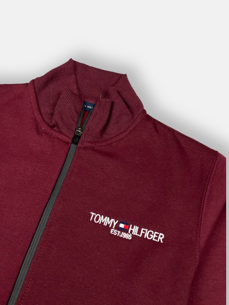 Tommy Premium Cotton Fleece Zipper Jacket (Maroon)