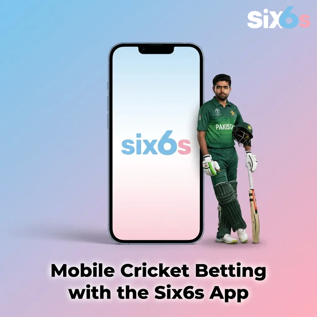 Six6s mobile cricket betting app interface showing match selection and betting options on smartphone screen — Six6s in Pakistan