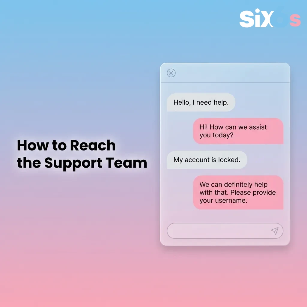 Customer support contact options including live chat, email, WhatsApp, Telegram, and phone for 24/7 assistance — Six6s in Pakistan