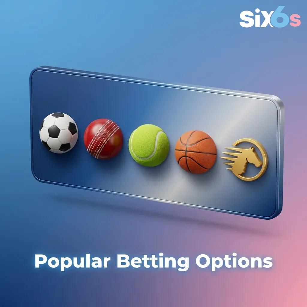 Illustration showing various betting options including live betting, multi live, and prematch betting formats — Six6s in Pakistan